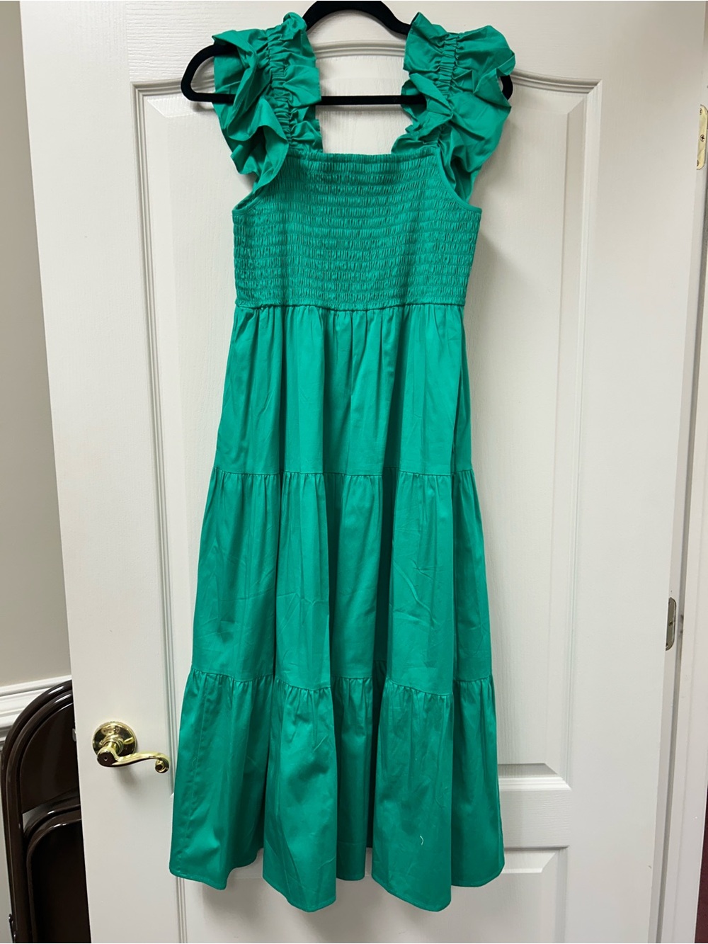 crosby. Emerald Green Ruffle Strap Tiered Maxi Dress
